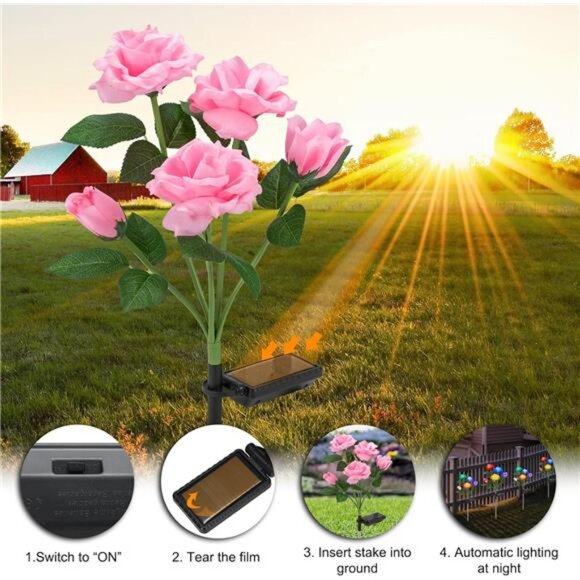 2 Pack Solar Garden Lights Outdoor LED Solar Powered Fairy Landscape Tree Lights - Picture 5 of 7